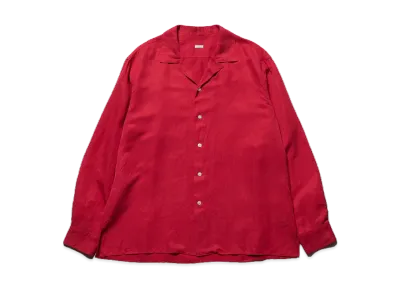 A.PRESSE Vintage Silk Linen Open Collar Shirts "Red"