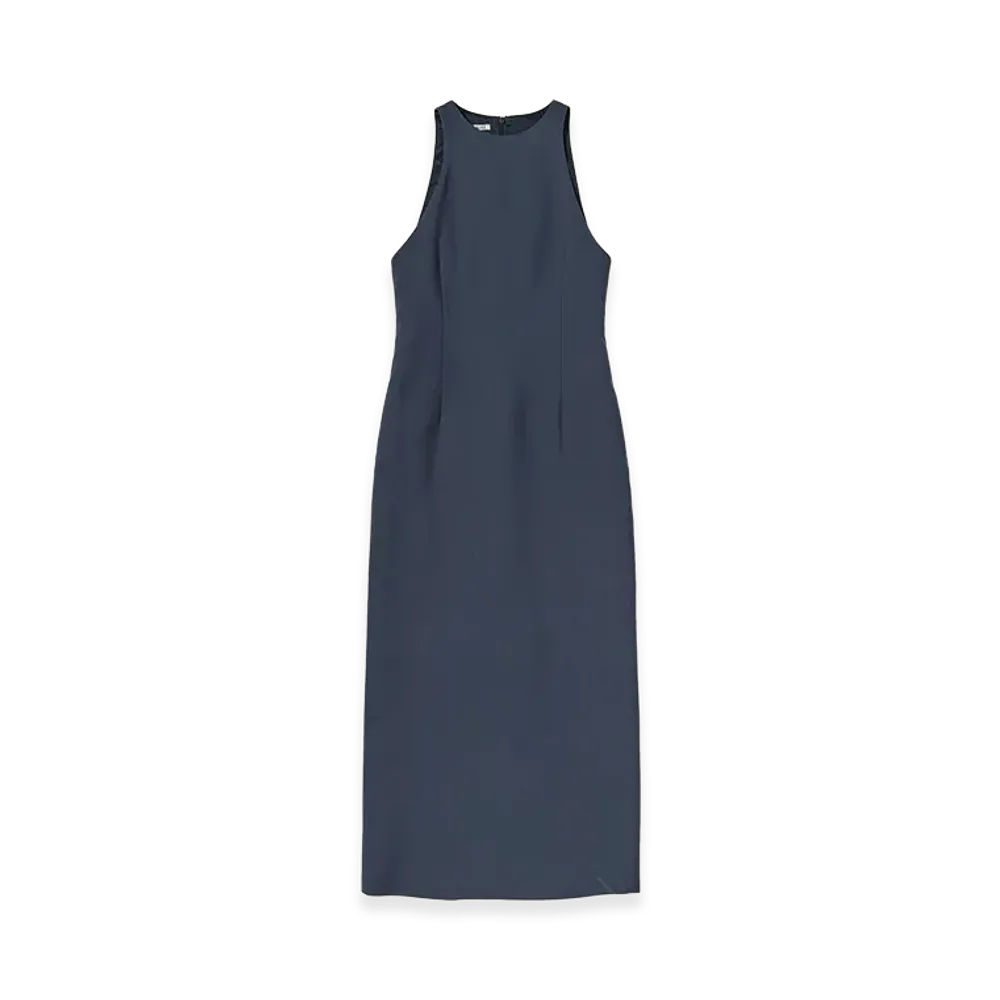 AURALEE Women's Tense Wool Double Cloth Sleeveless Dress "Light Navy"