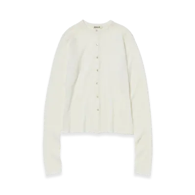 AURALEE Women's Sheer Cashmere Knit Cardigan "Ivory White"