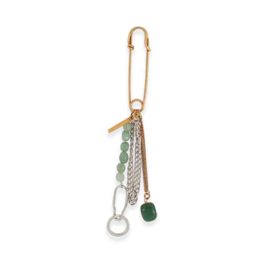 DRIES VAN NOTEN Safety Pin Brooch "Light Green"