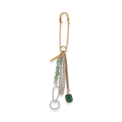 DRIES VAN NOTEN Safety Pin Brooch "Light Green"