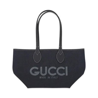GUCCI Women's Denim Totissima Reversibile Shopping Bag "Blue"