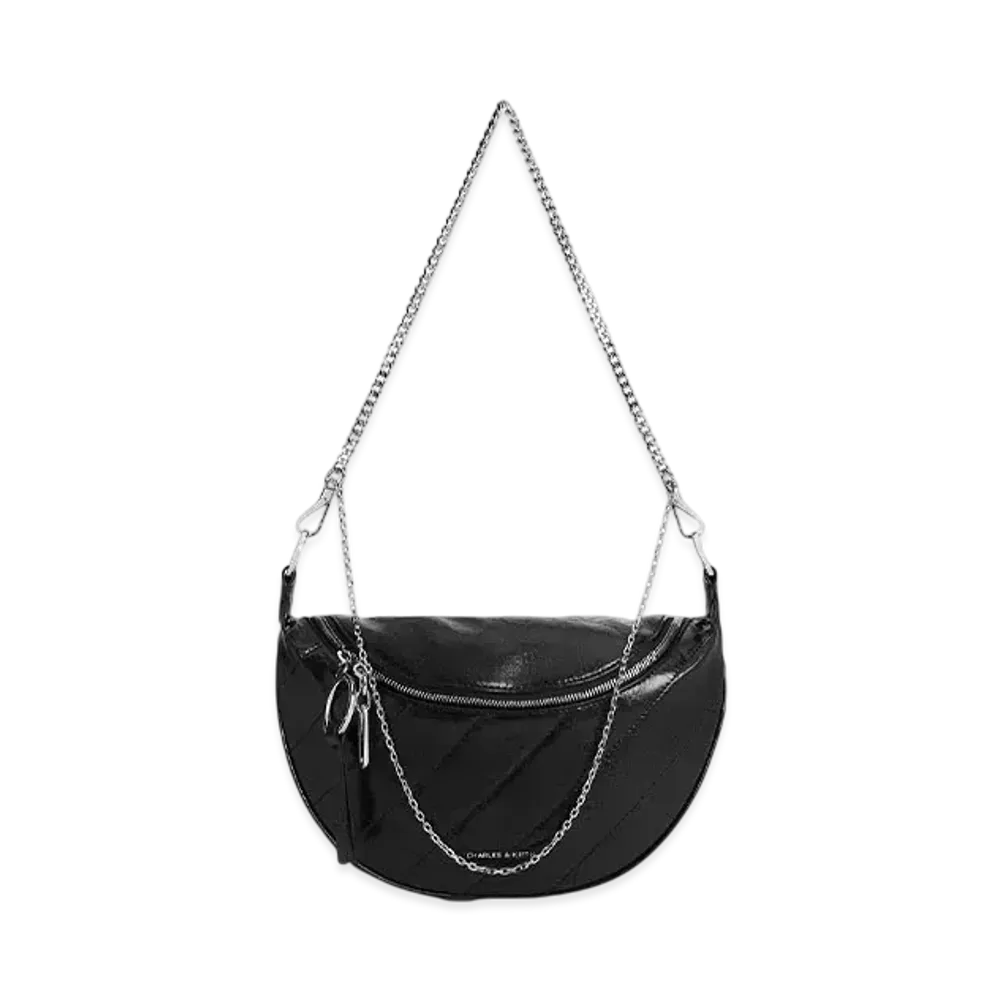 CHARLES & KEITH Philomena Half Moon Crossbody Bag "Noir"