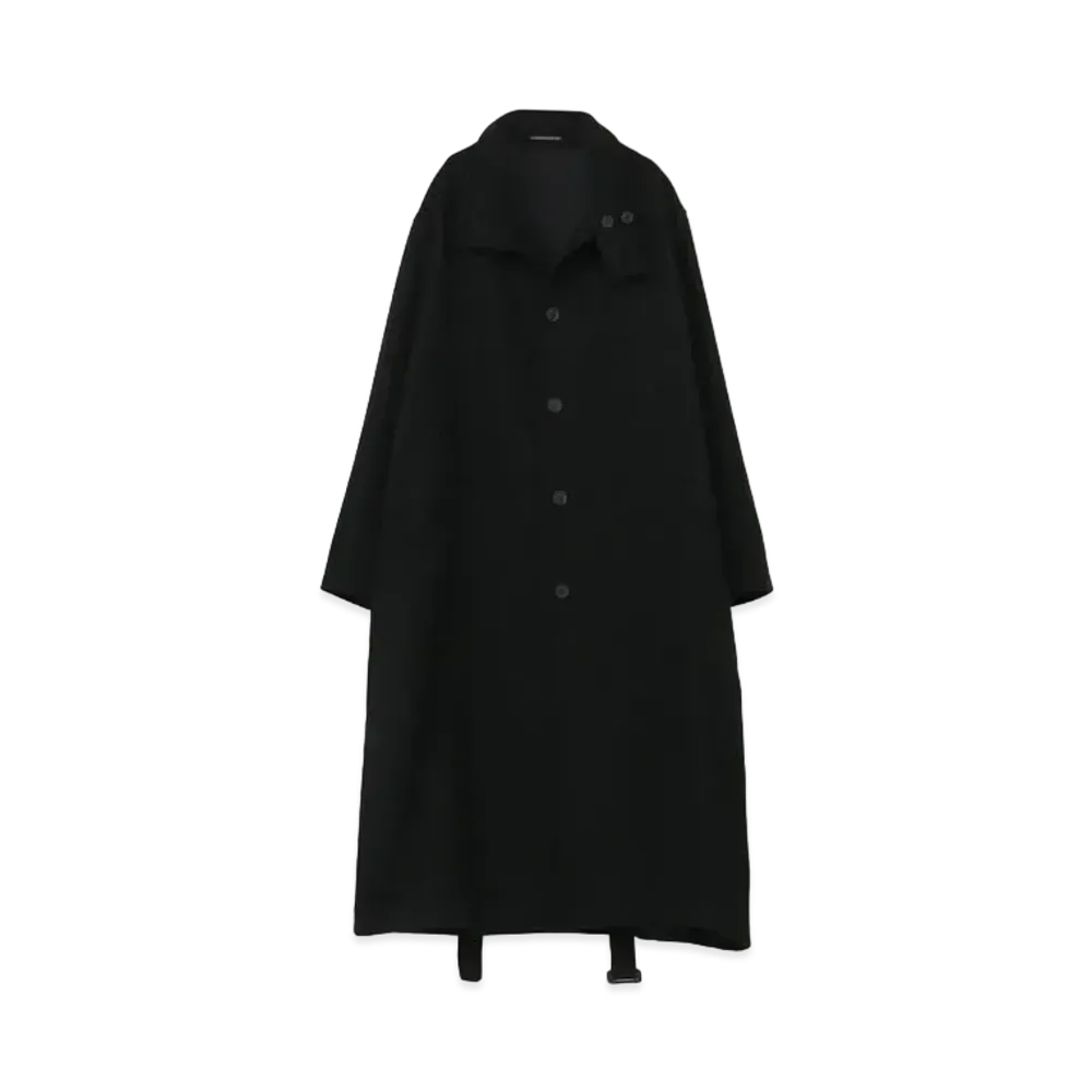 Yohji Yamamoto Pour Homme 1/16 WOOL FLANNEL STAND COLLAR COAT "Black"