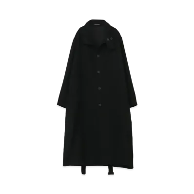 Yohji Yamamoto Pour Homme 1/16 WOOL FLANNEL STAND COLLAR COAT "Black"