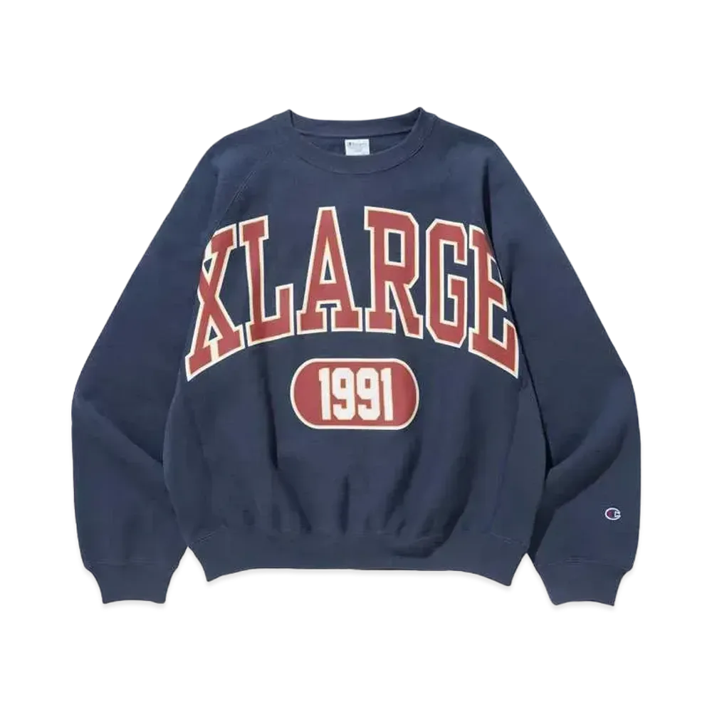 XLARGE x Champion College Raglan Crewneck Sweat "Navy"