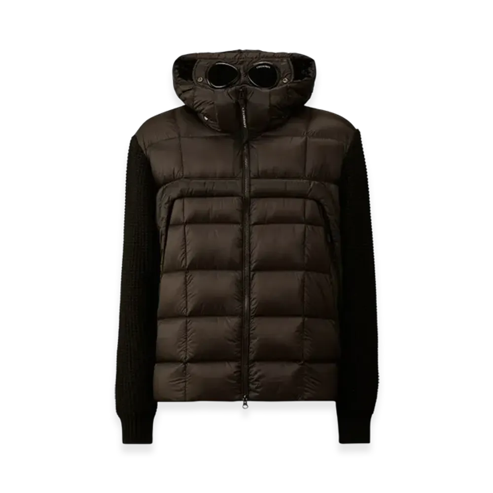 C.P. Company Extrafine Merino Wool Mixed Full Zip Goggle Sweater "Black"