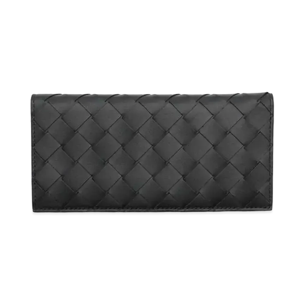 Bottega Veneta Intrecciato Calfskin Bi-fold Wallet "Black"