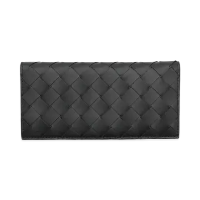 Bottega Veneta Intrecciato Calfskin Bi-fold Wallet "Black"