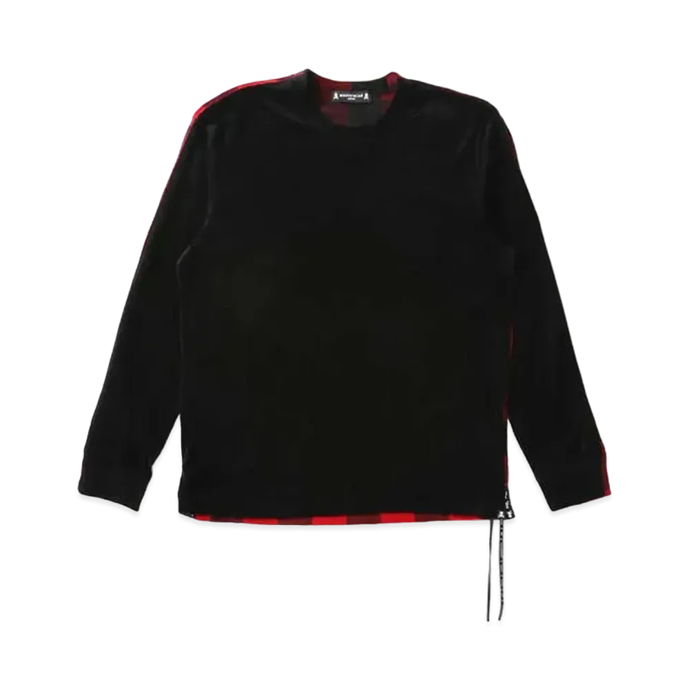 mastermind JAPAN Velour 2 Color LS Tee "Black Red"