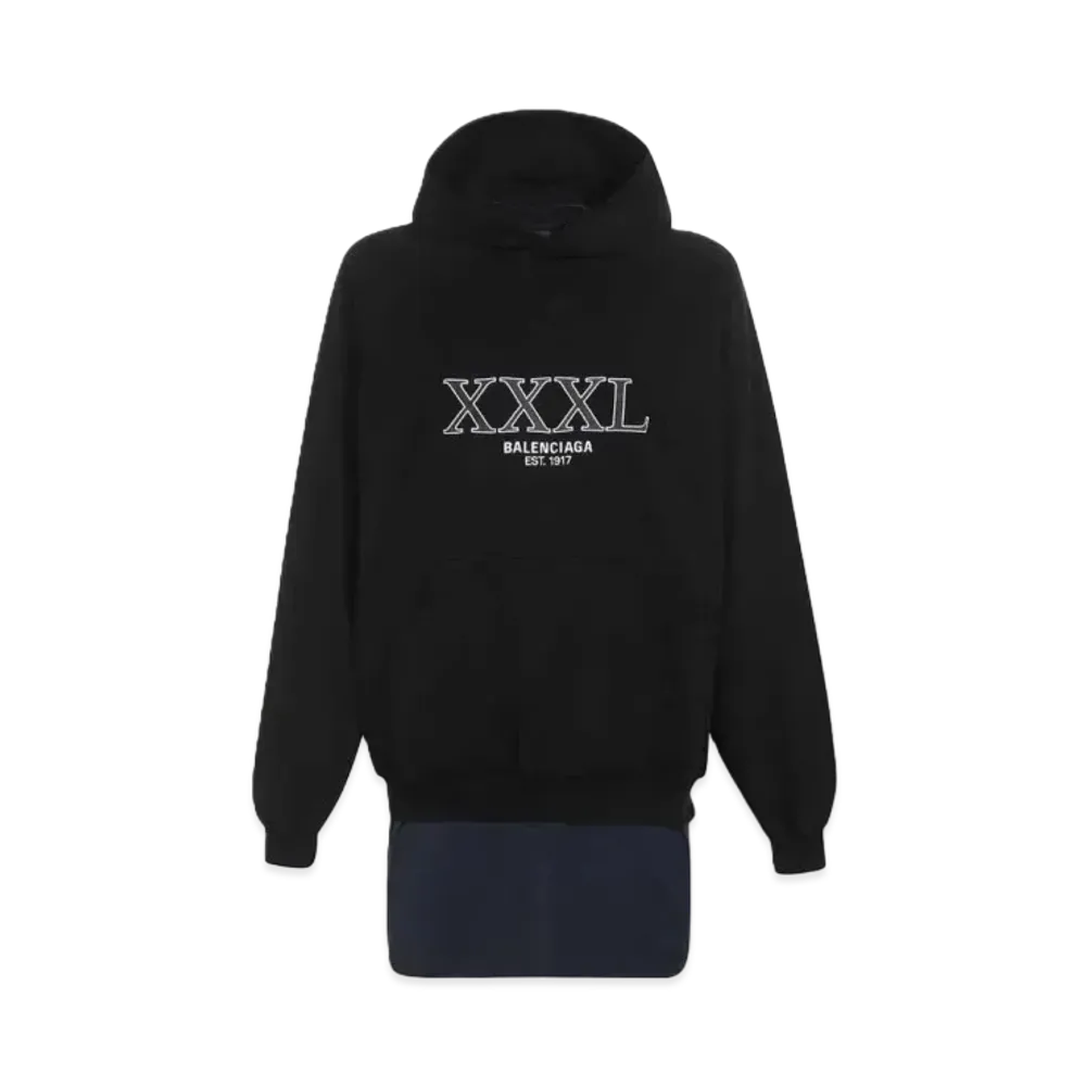 BALENCIAGA 3XL Patched T-shirt Hoodie Oversized "Black"