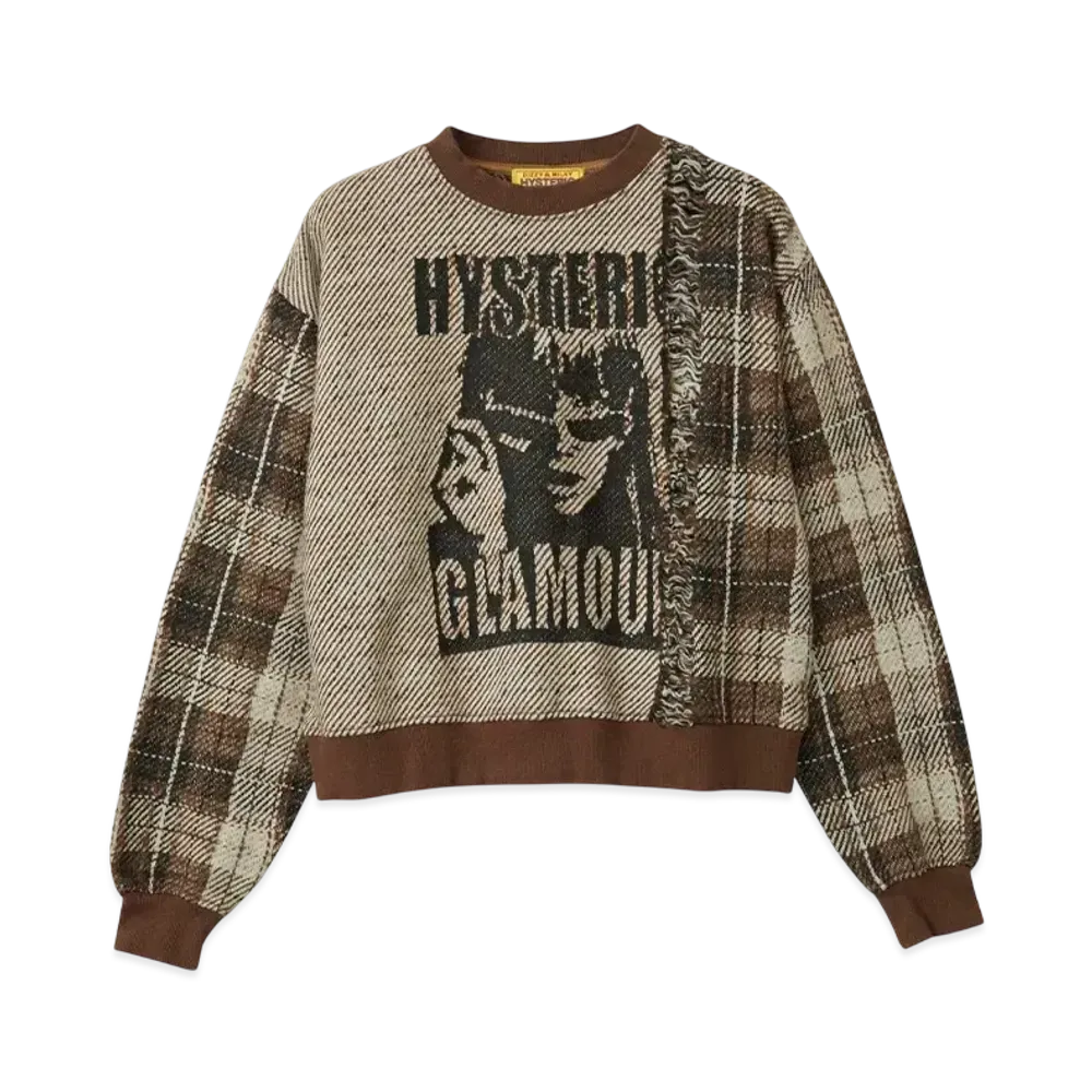HYSTERIC GLAMOUR Maximum Rock Jacquard Short Sweatshirt "Brown"