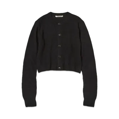 AURALEE Wool Cashmere Silk Knit Cardigan "Black"