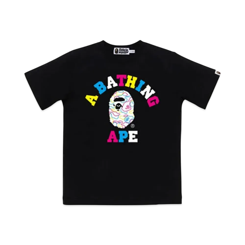 A BATHING APE Neon Camo College Tee "Black"