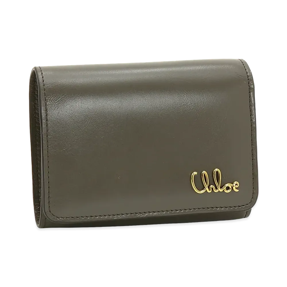 Chloe Women's Iconic Small Trifold Metal Logo "Flannel Grey"
