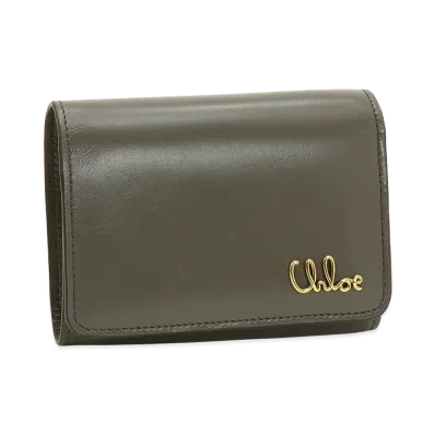 Chloe Women's Iconic Small Trifold Metal Logo "Flannel Grey"