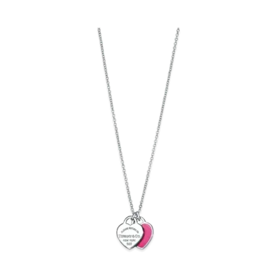 Tiffany & Co. Return to Tiffany Pink Double Heart Tag Pendant Mini "Silver"
