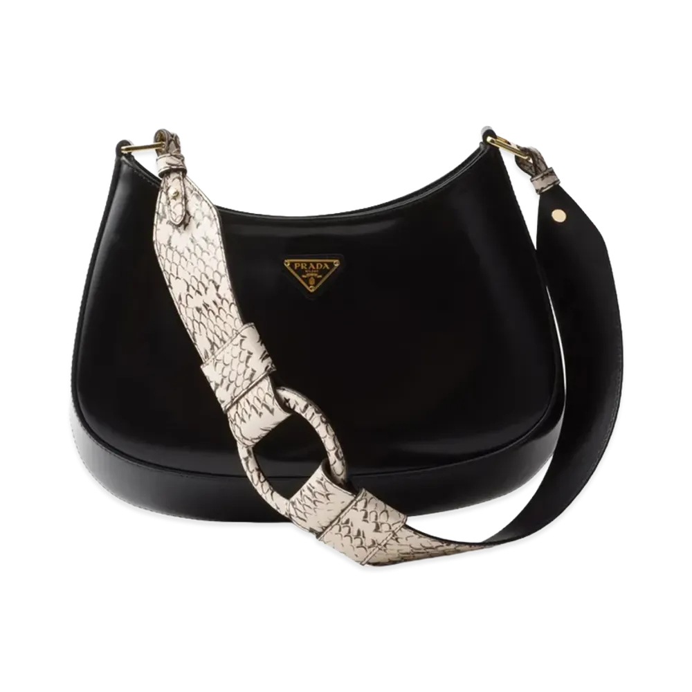 PRADA Women's Leather Cleo Shoulder Bag "Black"