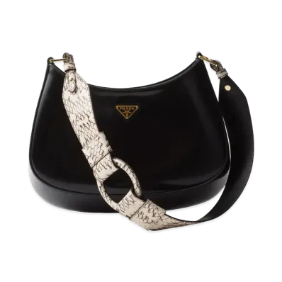 PRADA Women's Leather Cleo Shoulder Bag "Black"