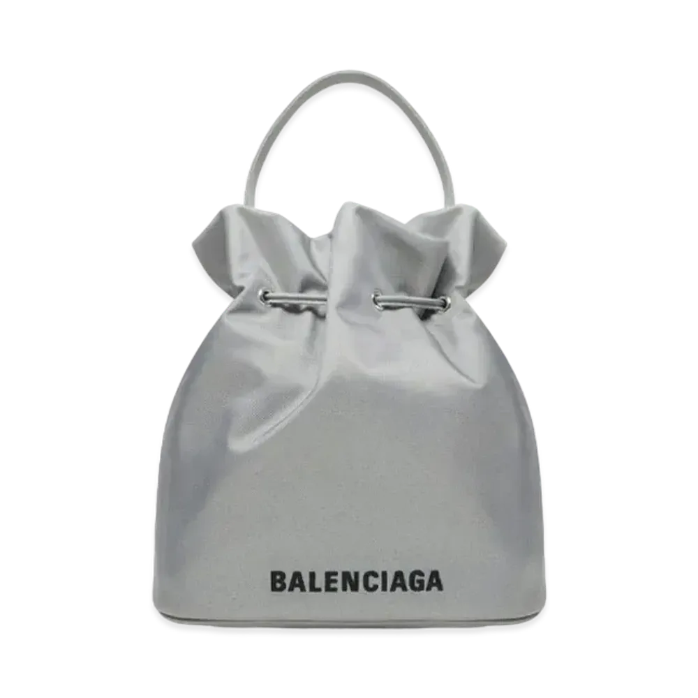 BALENCIAGA Wheel Small Drawstring Bucket Bag "Gray&Silver"
