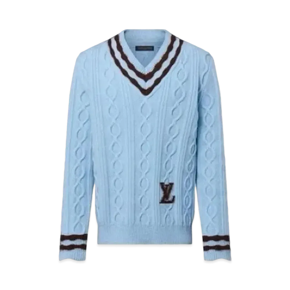 Tyler, The Creator x Louis Vuitton Cable Knit Wool and Mohair V Neck Pullover "Spun Sugar"