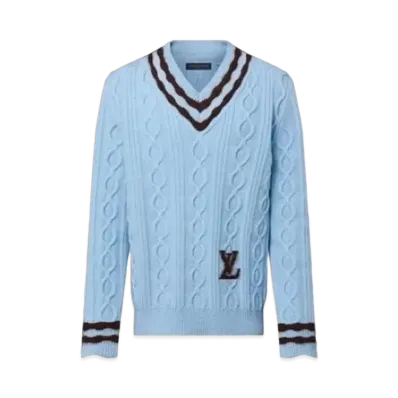 Tyler, The Creator x Louis Vuitton Cable Knit Wool and Mohair V Neck Pullover "Spun Sugar"