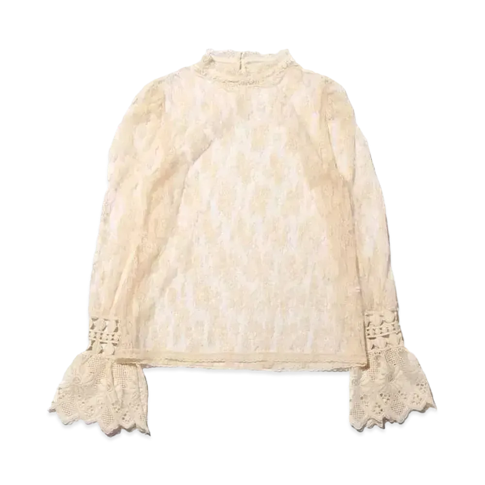 atmos pink Atmos Pink Sow Lace High Neck Tops "White"