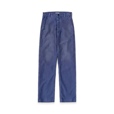 AURALEE Women's Garment-Dyed Organic Cotton Heavy Moleskin Pants "Faded Navy"