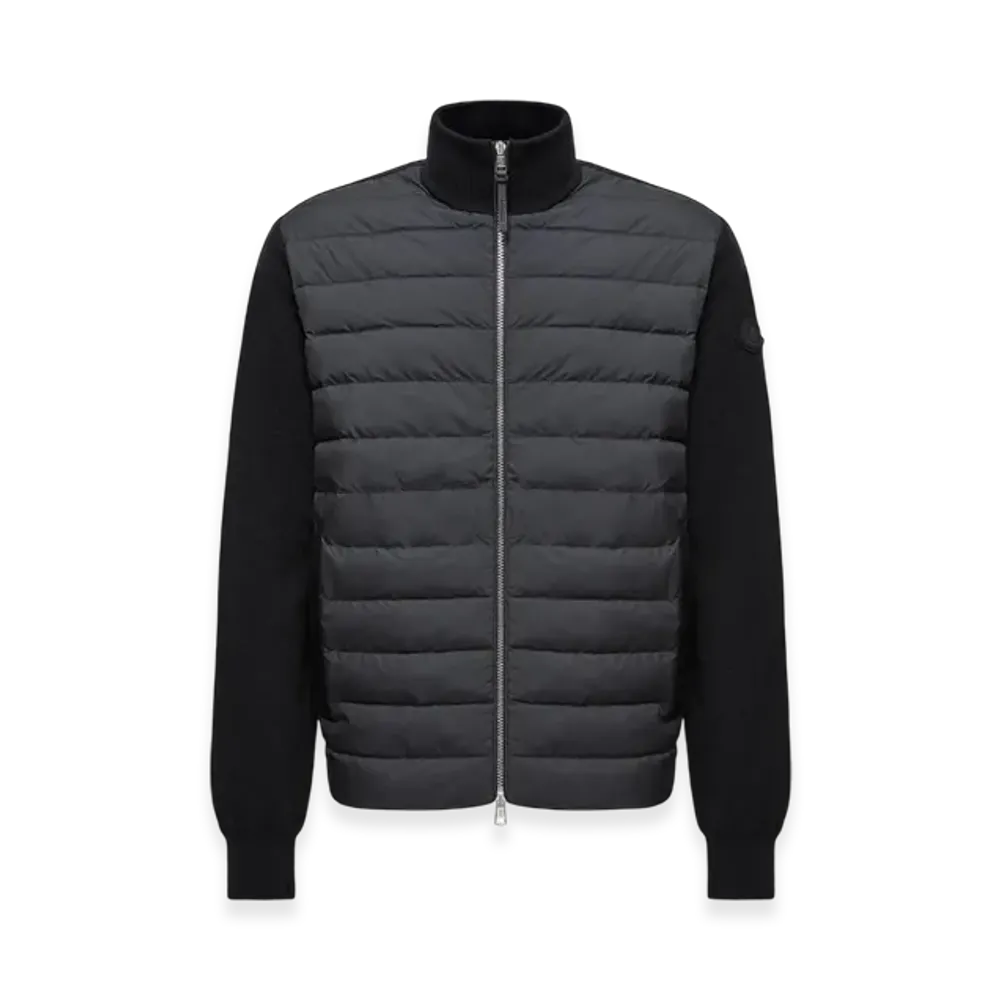 MONCLER Padded Wool & Cashmere Zip-Up Cardigan "Black"