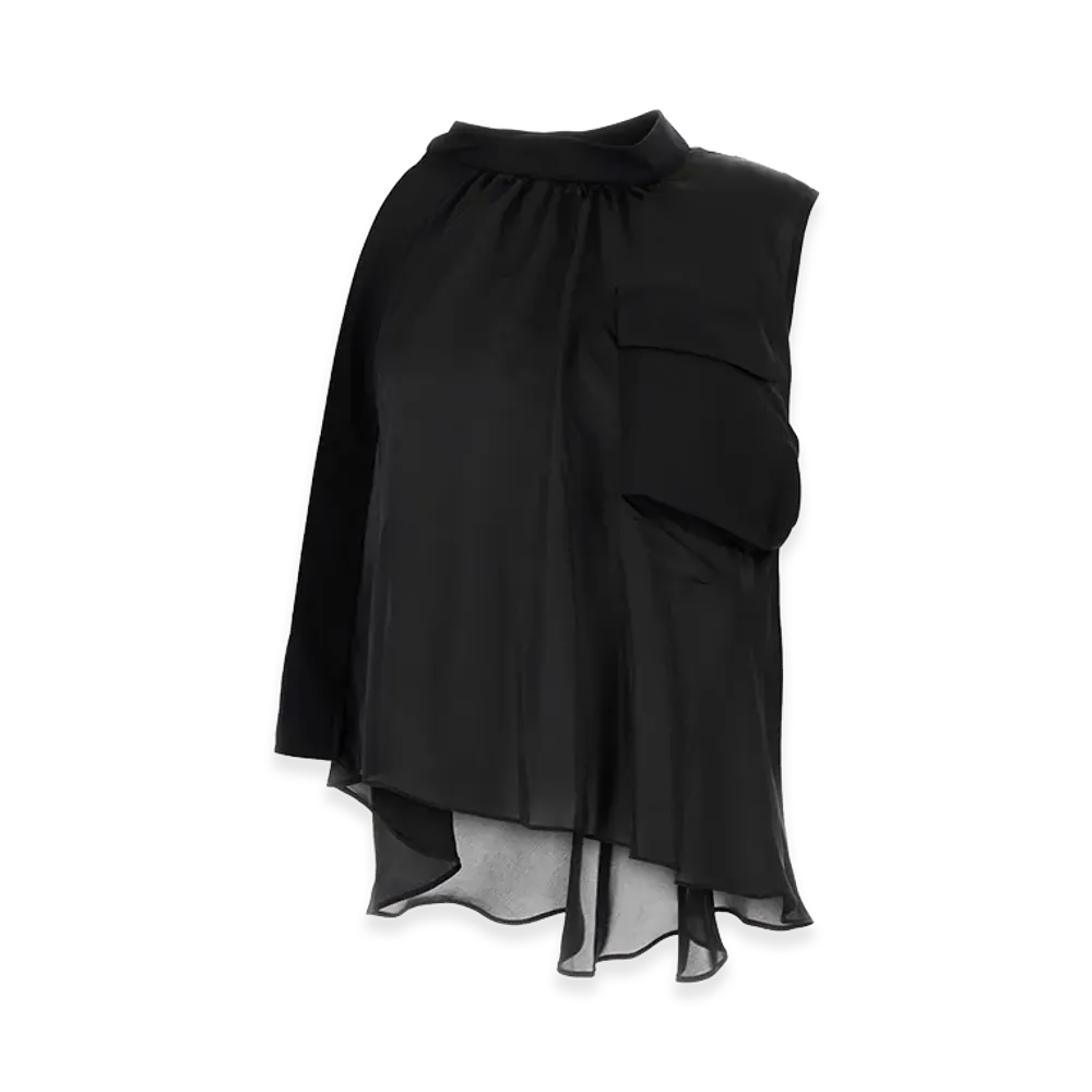 sacai Women's Satin Top "Black"
