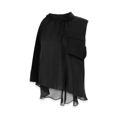 sacai Women's Satin Top "Black"