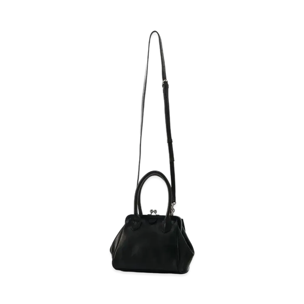 Yohji Yamamoto Y's MEDIUM GLOSS LEATHER CLASP WALLET BAG "Black"
