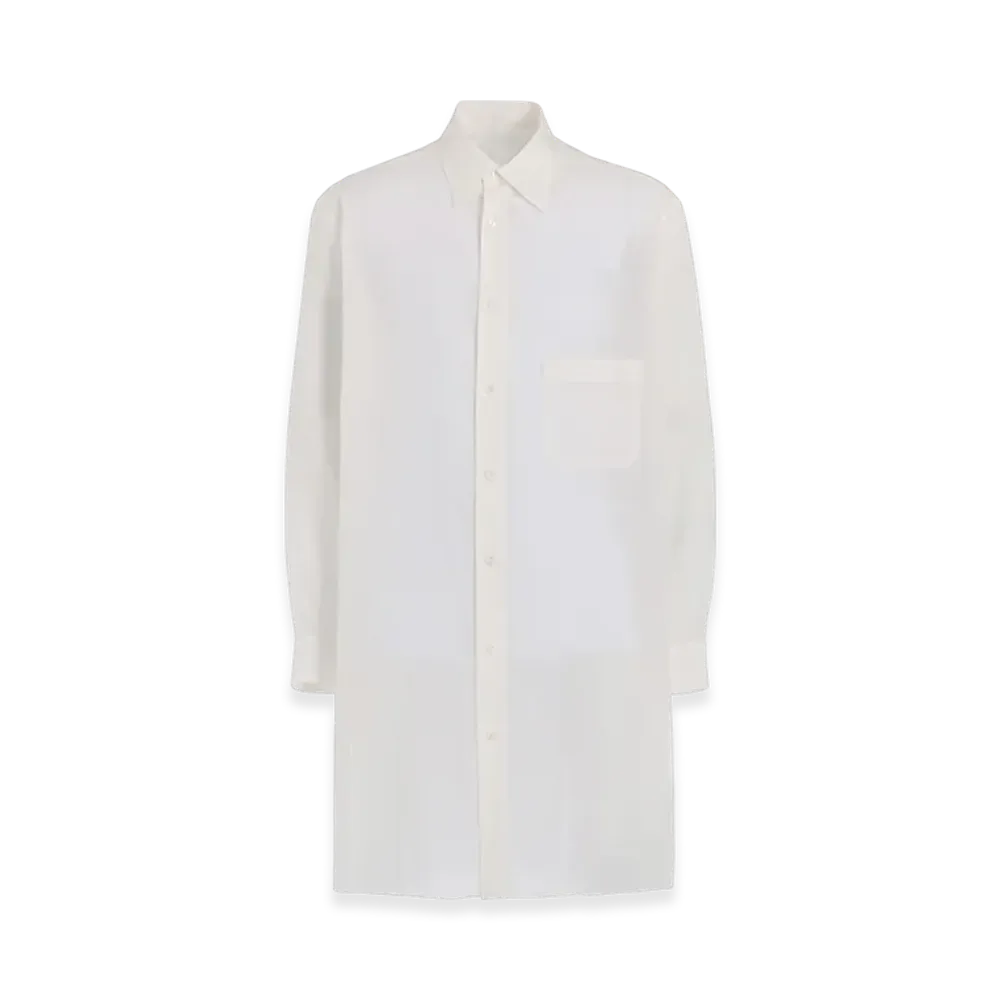 Yohji Yamamoto POUR HOMME 60 Cellulose Loan Back Paneled Slit Blouse "Off White"