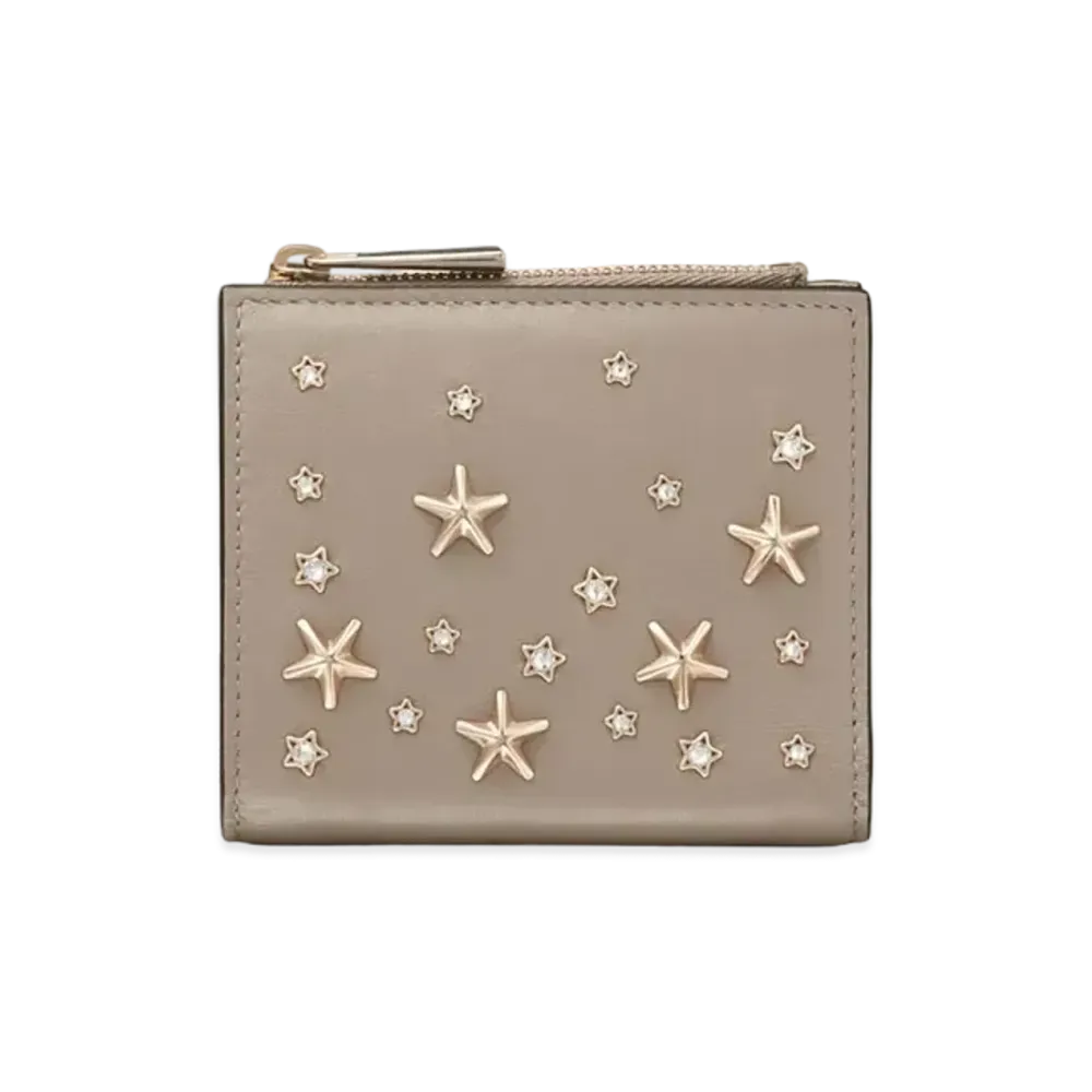 Jimmy Choo Honey Leather Wallet "Taupe/Light Gold"