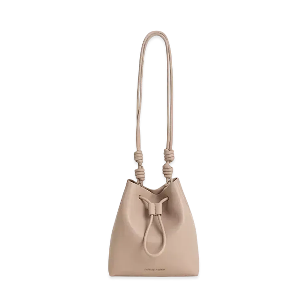 CHARLES & KEITH Leia Knot Bucket Bag "Taupe"