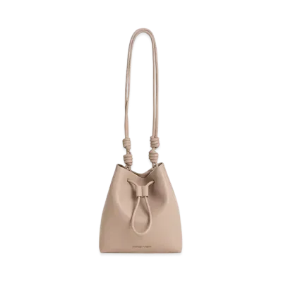 CHARLES & KEITH Leia Knot Bucket Bag "Taupe"