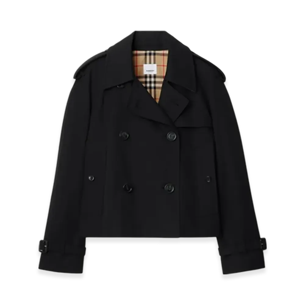 Burberry Cropped Gabardine Trench Jacket "Black"
