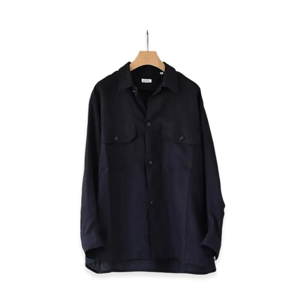 COMOLI Linen C.P.O. Shirt "Navy"