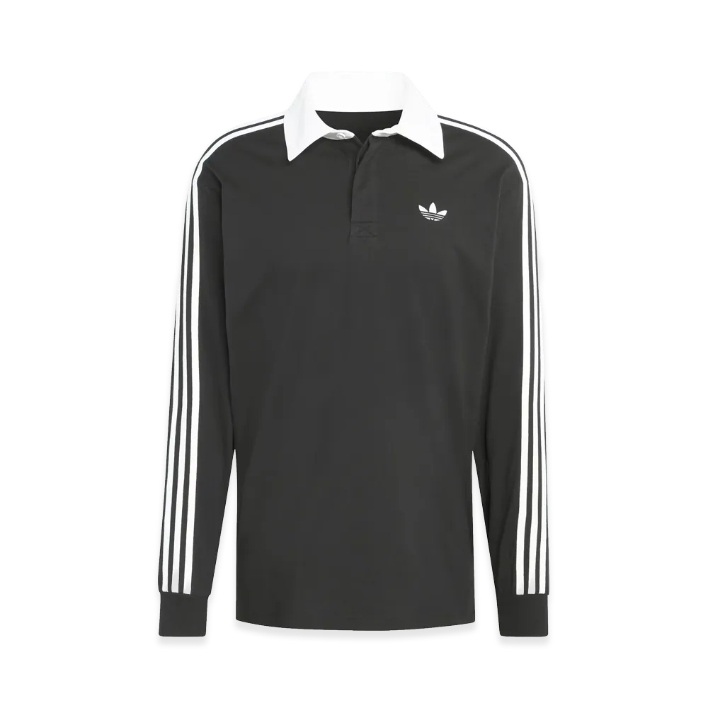 adidas 3-Stripes Rugby Long Sleeve Polo Shirt "Black"