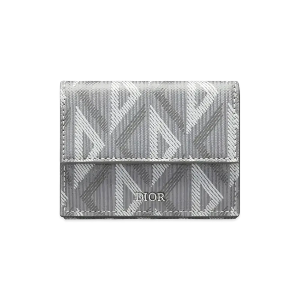 Dior Tri-Fold Wallet CD Diamond Canvas "Gray"