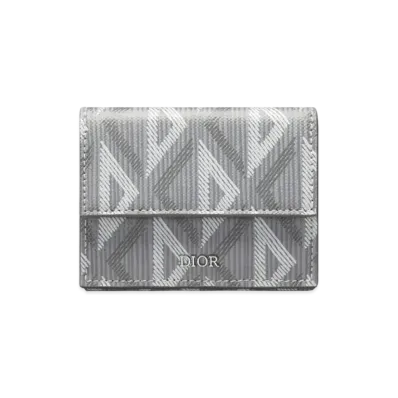 Dior Tri-Fold Wallet CD Diamond Canvas "Gray"