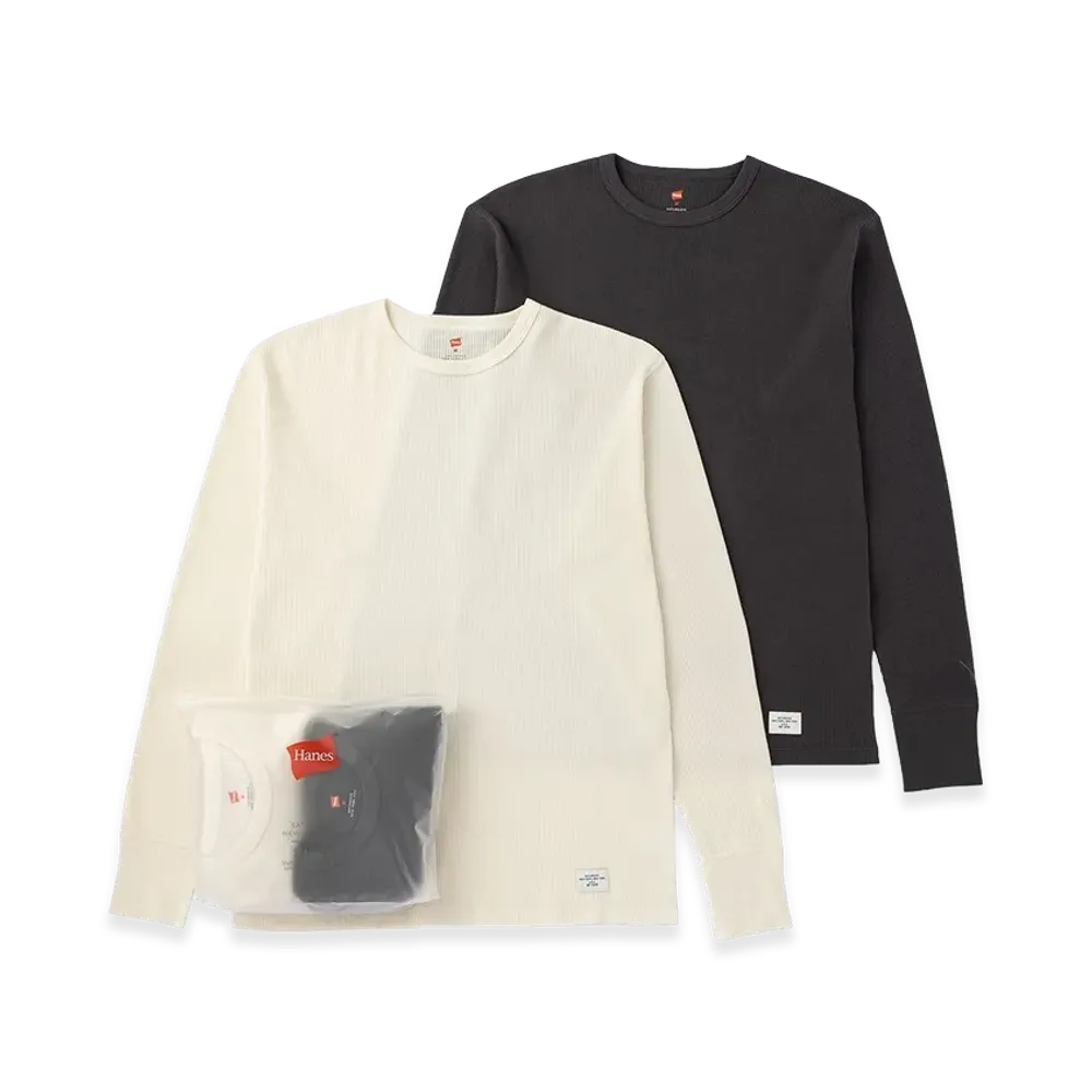 Hanes x Saturdays NYC Waffle 2Pack LS Pullover "Light Gray/Off White"