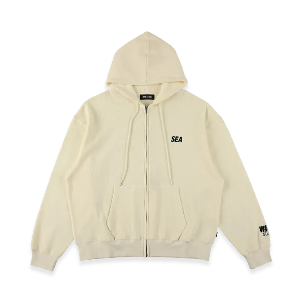 WIND AND SEA Waffle Zip Up Sweatshirt "Off White"