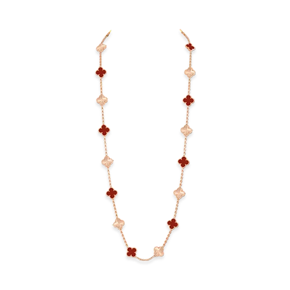 Van Cleef & Arpels Vintage Alhambra long necklace 20 motifs "18K Rose Gold/Carnelian"