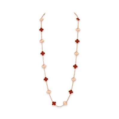 Van Cleef & Arpels Vintage Alhambra long necklace 20 motifs "18K Rose Gold/Carnelian"
