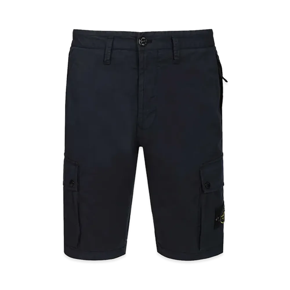 Stone Island Cargo Bermuda Shorts In Stretch Organic Cotton Twill "Blue"
