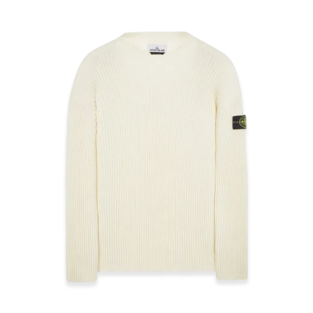 Stone Island 538C2 Full Rib Wool Knitted Sweater - 23FW "Natural White"