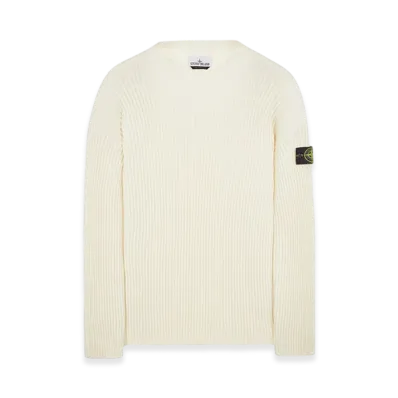 Stone Island 538C2 Full Rib Wool Knitted Sweater - 23FW "Natural White"