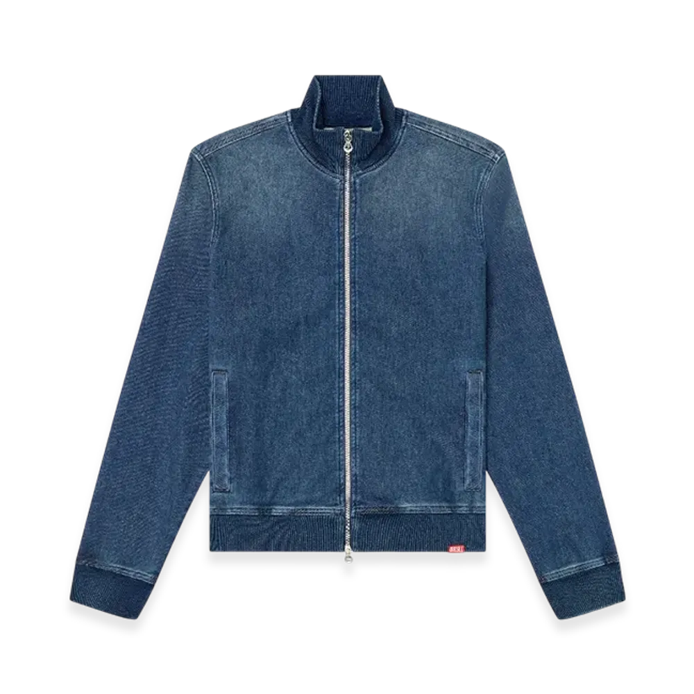 Diesel D-Buzye-S Track Zip-Up Sweater In Track Denim "Dark Blue"