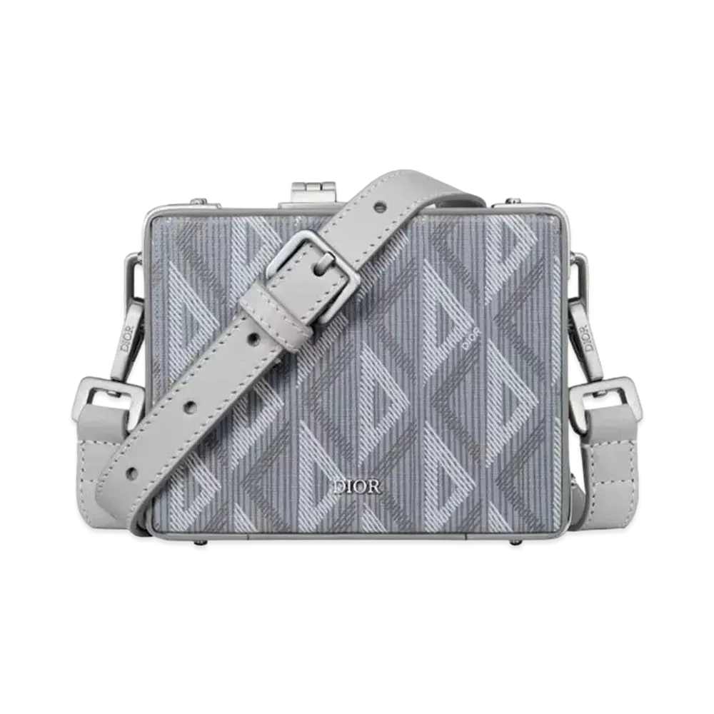 Dior Lock Micro Case Dior CD Diamond Canvas Smooth Calfskin "Gray"